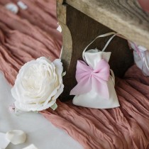 4 POCHONS SATIN N?\'UD MOUSSELINE ÉCLAT 8X10CM ROSE