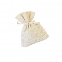 4 POCHONS TISSU GAUFFRÉ 10CM CRÈME