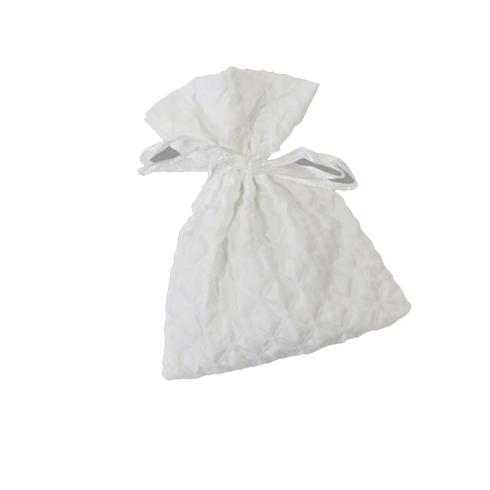 4 POCHONS TISSU GAUFRÉ 10 CM BLANC