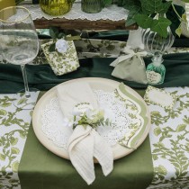 4 POCHONS TISSU GAUFRÉ N?\'UD 9.5X11.5CM VERT