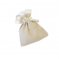 4 POCHONS TOILE TISSU 10CM NATUREL BLANC