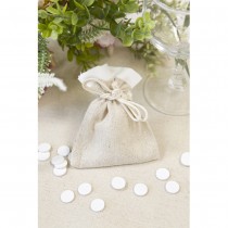4 POCHONS TOILE TISSU 10CM NATUREL BLANC