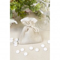 4 POCHONS TOILE TISSU 10CM NATUREL BLANC