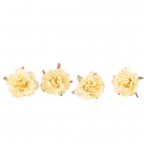 4 ROSES ANCIENNES ARTIFICIELLES 9X7CM JAUNE PÂLE