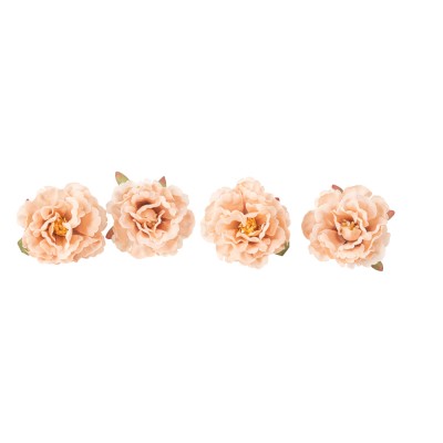 4 ROSES ANCIENNES ARTIFICIELLES 9X7CM PÊCHE