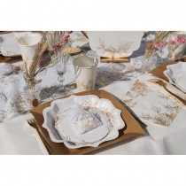4 SACHETS TISSU ORGANDI FEUILLAGE NATUREL 7.5X10CM