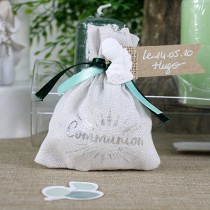 4 SACHETS TOILE JUTE COMMUNION ARGENT