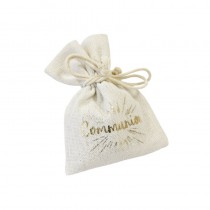 4 SACHETS TOILE JUTE COMMUNION DORÉ