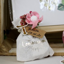 4 SACHETS TOILE JUTE COMMUNION DORÉ