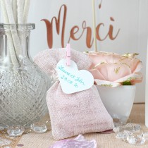 4 SACHETS TOILE PASTEL 8X10CM ROSE