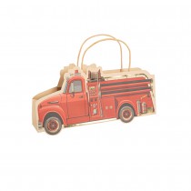 4 SACS CADEAUX CAMION POMPIER 30.5X15X5CM ROUGE