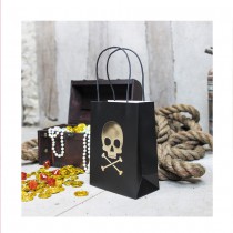 4 SACS CADEAUX PAPIER PIRATE 29X8X15CM NOIR