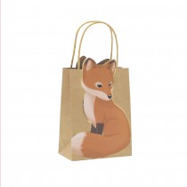 4 SACS CADEAUX PAPIER RENARD 28X8X15CM NATURE