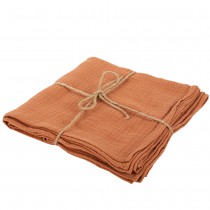 4 SERVIETTES GAZE DE COTON LAVABLE 40CM TERRACOTTA