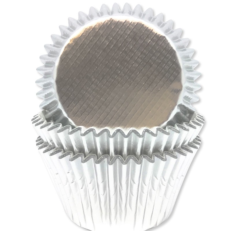 45 CAISSETTES CUPCAKE ARGENTÉES 4.8X3.2CM