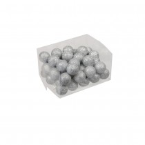 48 MINI BOULES DE NOËL Ø3CM ARGENT PAILLETÉ