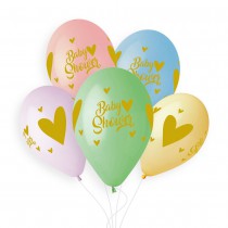 5 BALLONS BIO BABY SHOWER 33CM PASTEL MULTICOLORE