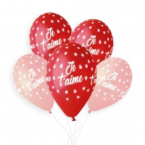 5 BALLONS BIO JE T\'AIME 33CM MULTICOLORE