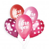 5 BALLONS BIO MÉTALLISÉS LOVE YOU 33CM MULTICOLORE