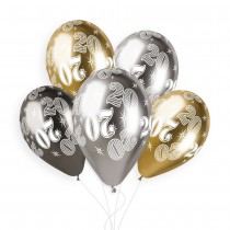 5 BALLONS BIO SHINY NOMBRE 20 33CM MULTICOLORE