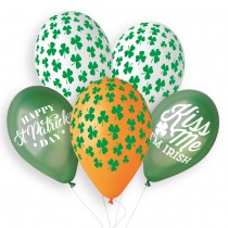 5 BALLONS LATEX BIO IMPRIMÉS SAINT PATRICK 33CM