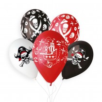 5 BALLONS LATEX BIO PIRATES 33CM NOIR