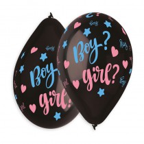 5 BALLONS NOIRS BOY ? GIRL ? + CONFETTIS