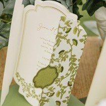 5 CARTONS INVITATION BOTANIC 11X17.5CM PISTACHE