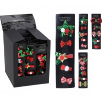 5 PINCES À CHEVEUX MÉTAL POLYESTER MOTIFS NOËL
