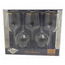 5 VERRES À PIED 350ML PREMIUM TRANSPARENT ET OR