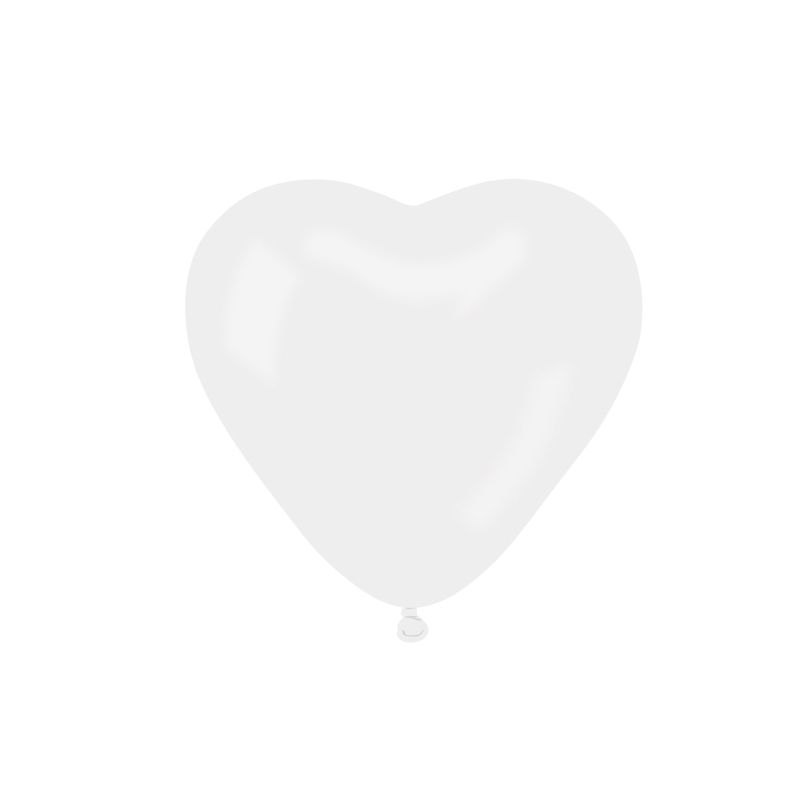 50 BALLONS LATEX COEUR BIOE 25CM BLANC