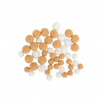 50 POMPONS BOULES LAINE 1.5-2CM CAMEL BLANC