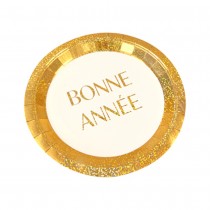 6 ASSIETTES CARTON ANNÉE 18CM PAILLETÉ OR