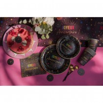 6 ASSIETTES CARTON ANNIVERSAIRE MULTI 22.5CM NOIR