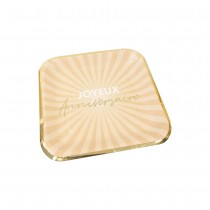 6 ASSIETTES CARTON CARRÉ ANNIVERSAIRE ÉCLAT 18CM