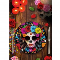 6 ASSIETTES CARTON CATRINA SQUELETTE 23CM NOIR