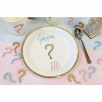 6 ASSIETTES CARTON GENDER REVEAL 18 CM