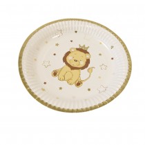 6 ASSIETTES CARTON LION COURONNÉ 18 CM