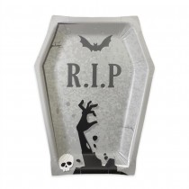 6 ASSIETTES CARTON PIERRE TOMBALE RIP 21X15.5CM