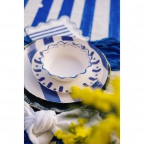 6 ASSIETTES CARTON RAYÉ DOLCE VITA 18CM BLEU BLANC