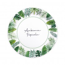 6 ASSIETTES CARTON ROND EXOTIQUE PARTY 23CM VERT