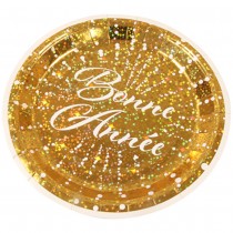 6 ASSIETTES CARTON SCINTILLANT ANNÉE 23CM OR