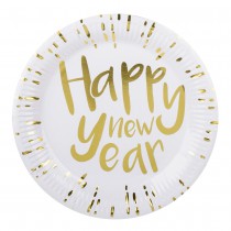 6 ASSIETTES HAPPY NEW YEAR BLANCHES