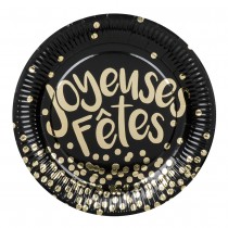 6 ASSIETTES JOYEUSES FÊTES NOIRS