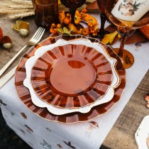 6 ASSIETTES RÉUTILISABLES BORD OR 19CM AMBRE