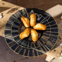 6 ASSIETTES RÉUTILISABLES BORD OR 19CM MARINE