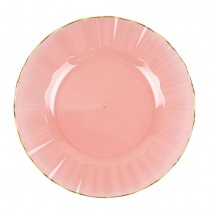 6 ASSIETTES RÉUTILISABLES BORD OR 19CM ROSE