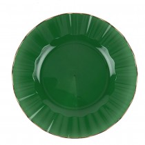 6 ASSIETTES RÉUTILISABLES BORD OR 19CM VERT ANGLAIS