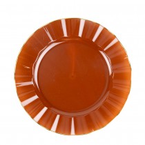 6 ASSIETTES RÉUTILISABLES BORD OR 26CM AMBRE