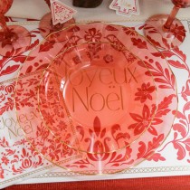 6 ASSIETTES RÉUTILISABLES BORD OR 26CM ROSE